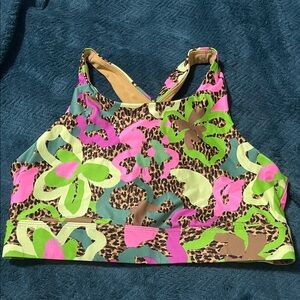 Fabletics Floral Leopard Print Sports Bra